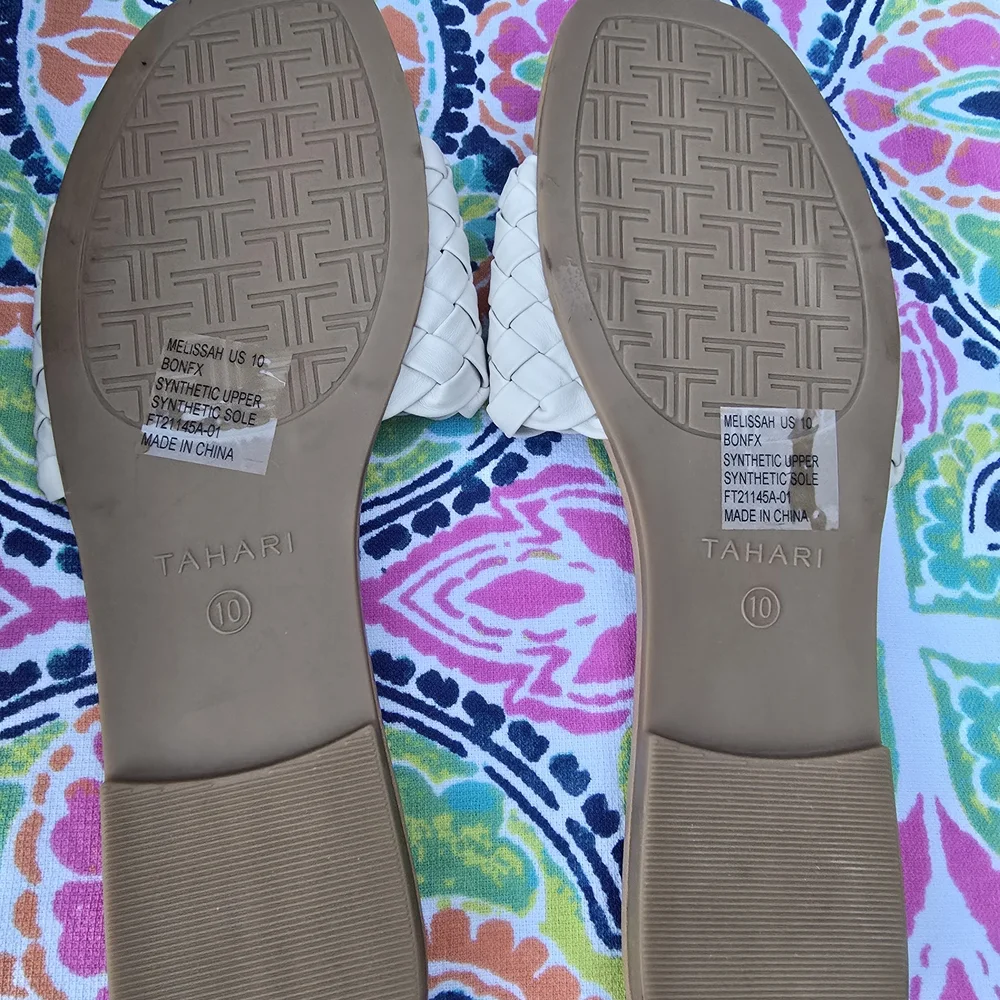 Tahari Cream Braided Slide Sandals for Women - Picture 6 of 8